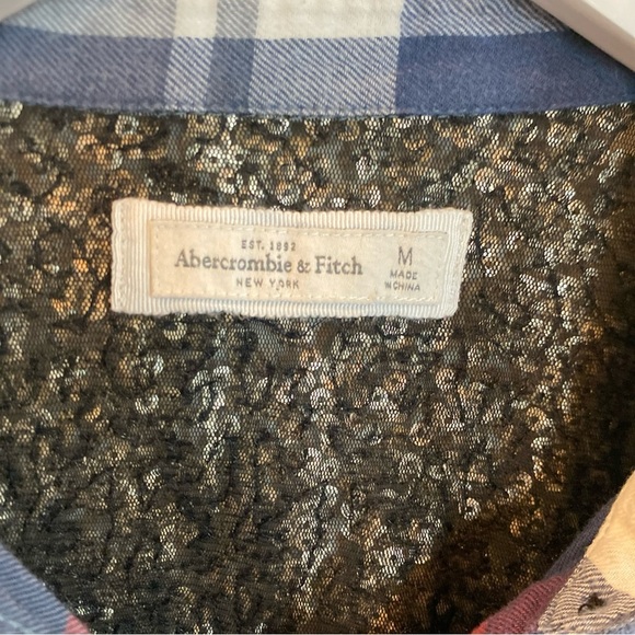 Abercrombie & Fitch Plaid Sequins Button Down Long Sleeve Womens Medium - Picture 3 of 6